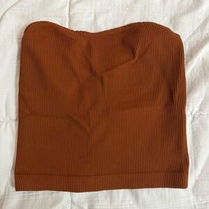 Brown Ribbed Women's tube top
